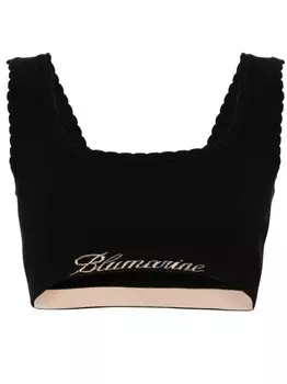 Blumarine укороченный топ с логотипом и жаккардом, черный
