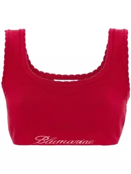 Blumarine укороченный топ с логотипом и жаккардом, красный