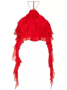 Blumarine укороченный топ с оборками, красный