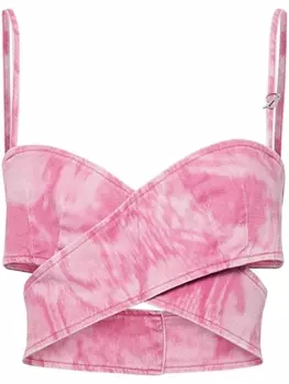 Blumarine укороченный топ с принтом тай-дай, розовый