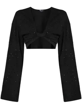 Blumarine укороченный топ со стразами, черный