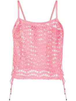 Blumarine укороченный топ в технике кроше с бахромой, розовый