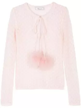 Blumarine верх с перьевыми деталями, розовый