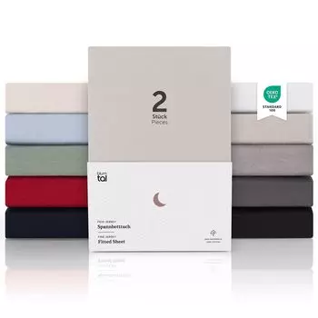 Blumtal Premium Jersey (комплект из 2 шт.) простыни с пружинным матрасом 180x200 см - очень мягкая простыня из 100% хлопка, высота матраса до 35 см, Moonlight Grey - Серый