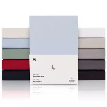 Blumtal Premium Jersey Topper Box Простыня с пружинной подкладкой, 180x200 см, сертификат Oeko-TEX, очень мягкая простыня из 100% хлопка, высота топпера до 10 см, светло-голубая