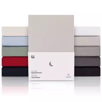 Blumtal Premium Jersey Topper Box Простыня с пружинной подкладкой, 180x200 см, сертификат Oeko-TEX, очень мягкая простыня из 100% хлопка, высота топпера до 10 см, лунно-серый - серый