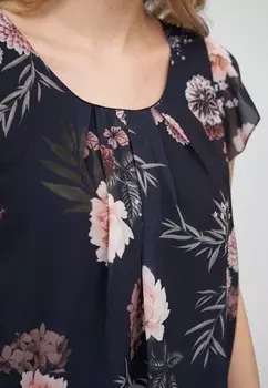 Блуза 2-LAGIG BLUMEN MUSTER Cloud 5ive, темно-синий