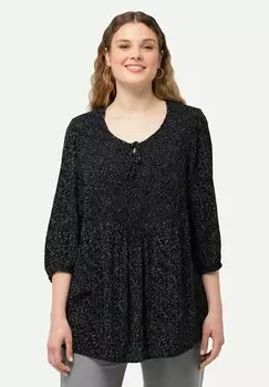 Блуза 3/4 SLEEVE SMOCKED Ulla Popken, черный