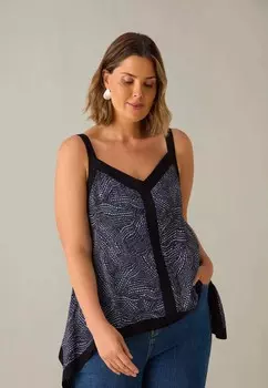 Блуза ABSTRACT SPOT COLOURBLOCK HANKY HEM Live Unlimited London, синий