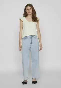 Блуза ANGESCHNITTENEN RMELN V AUSSCHNITT VILA, бежевый