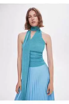 Блуза Асимметричная Люрекс Mango, синий