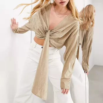 Блуза Asos Edition Textured Effect, светло-коричневый