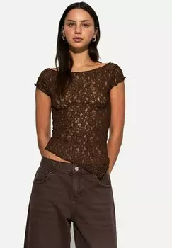 Блуза ASYMMETRIC Bershka, темно-коричневый