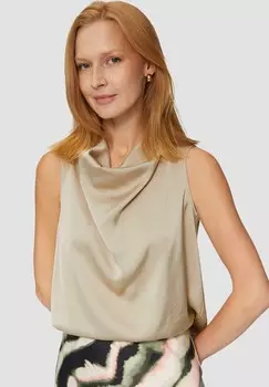 Блуза AUS STRUKTURIERTEM MIT WASSERFALLKRAGEN s.Oliver BLACK LABEL, бежевый