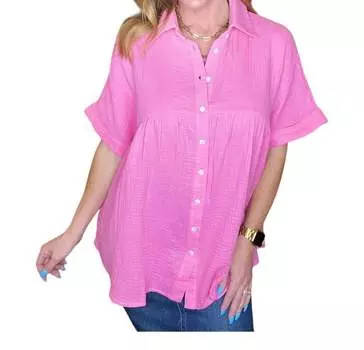 Блуза Babydoll из марли в цвете «Розовый космос» ANDREE BY UNIT