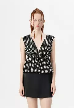 Блуза BARE BACH PLUNGE TIE FRONT Abercrombie & Fitch, черный