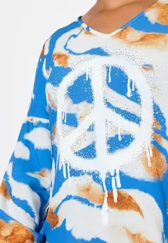 Блуза BATIK PATTERN PEACE SIGN Angel of Style, светло-голубой