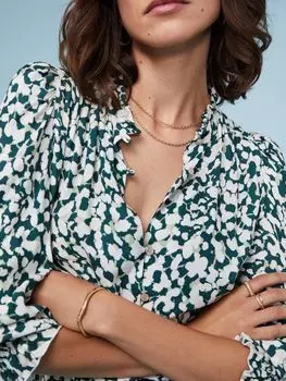 Блуза Baukjen Melie Petal с леопардовым принтом, Зеленый/Мульти