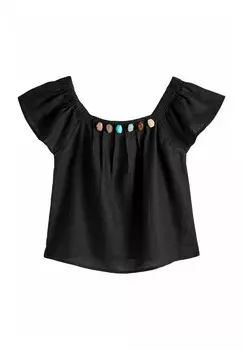 Блуза BEADED FLUTTER REGULAR FIT Next, черный