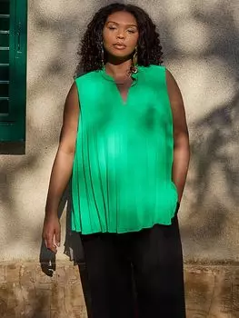Блуза без рукавов со складками Live Unlimited, зеленая