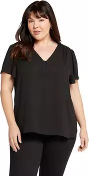 Блуза больших размеров с развевающимися рукавами NYDJ, черный