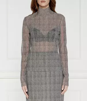 Блуза BOSS BLACK Emata_Mesh_AOP Regular Fit, серый