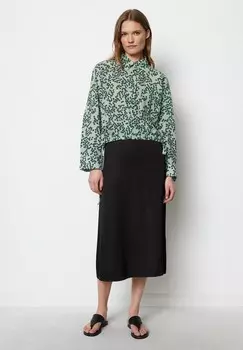 Блуза BOXY SHAPE LONG SLEEVE DRAWSTRING DETAIL AT HEM CHEST POCKET PRINT Marc O'Polo, синий