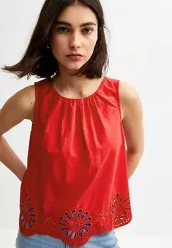 Блуза BRODERIE ANGLAISE HEM - Top New Look, красный