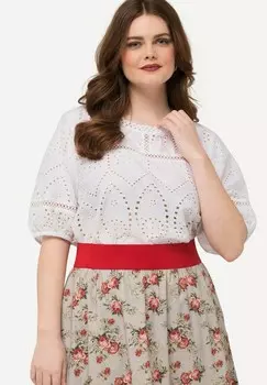 Блуза BRODERIE ANGLAISE SHORT SLEEVE Ulla Popken, белый