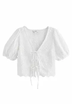 Блуза BRODERIE REGULAR FIT Next, белый
