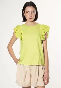 Блуза BRODERIE SLEEVES INFLUENCER, светло-зеленый