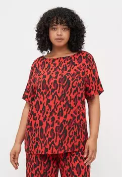 Блуза CARHARMONY LIFE BOATNECK - Print T-shirt ONLY Carmakoma, красный