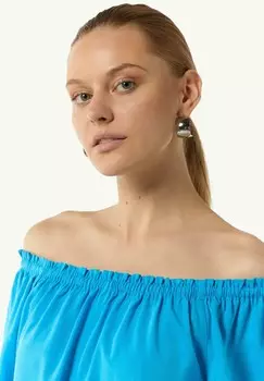 Блуза CARMEN- AUS MIT ELASTISCHEM AUSSCHNITT comma, бирюзовый