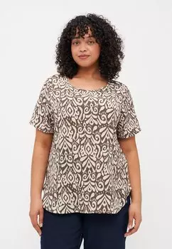 Блуза CARVICA LIFE - Print T-shirt ONLY Carmakoma, коричневый