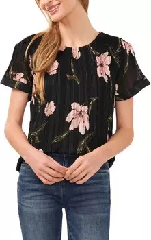 Блуза CeCe Flowy Pleated Blouse, цвет Rich Black