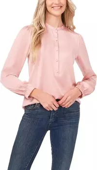 Блуза CeCe Long Sleeve Charmeuse Blouse w/ Neck Tie, цвет Misty Pink