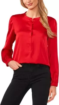Блуза CeCe Long Sleeve Charmeuse Blouse w/ Neck Tie, цвет Stoplight Red