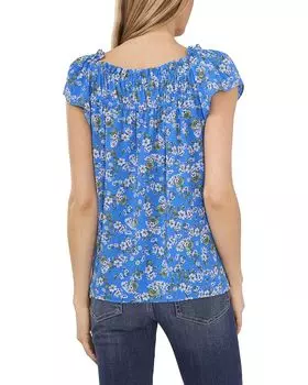 Блуза CeCe Printed Square Neck Blouse, цвет Ocean Blue