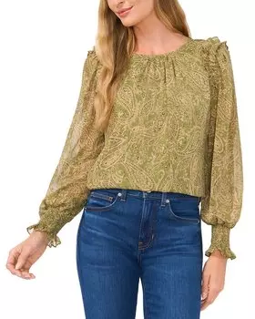 Блуза CeCe со сборками на шее, цвет multi