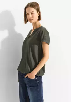 Блуза Cecil с короткими рукавами и эластичным поясом, хаки