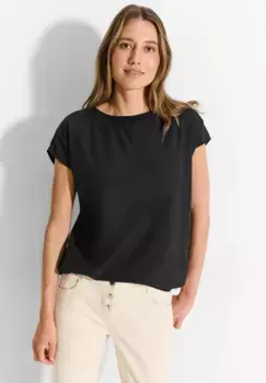 Блуза Cecil с короткими рукавами и эластичным поясом, черный