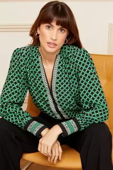 Блуза через голову с длинными рукавами и V-образным вырезом Love & Roses, зеленый