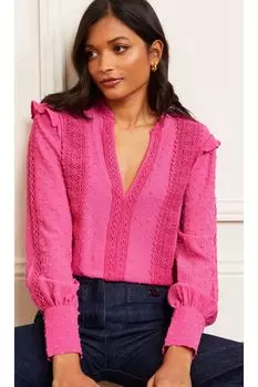 Блуза через голову с кружевной отделкой Love & Roses, розовый