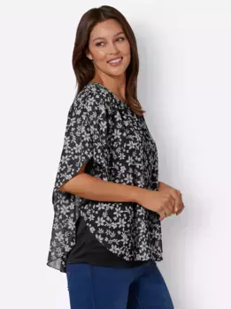 Блуза Classic Basics из жоржета, цвет Schwarz-Gemustert