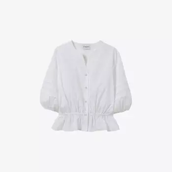 Блуза Claudie Pierlot из хлопка с пышными рукавами и цветочной вышивкой, белый