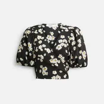 Блуза Coach Floral Wrap Blouse, черный