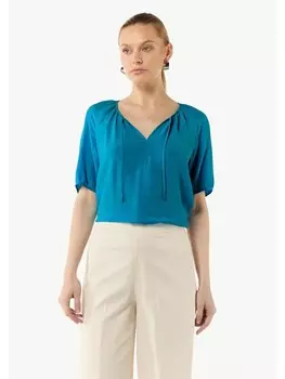 Блуза comma Bluse kurzarm, бирюзовый