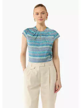 Блуза comma Bluse kurzarm, бирюзовый