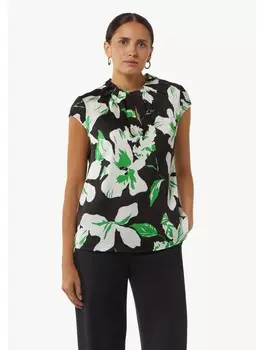 Блуза comma Bluse kurzarm, цвет Mehrfarbig-schwarz