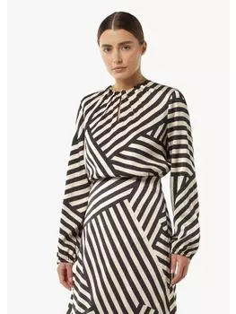 Блуза comma Bluse langarm, цвет Beige-schwarz